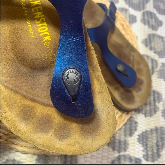 Birkenstock Metallic Navy Blue Giezh Thong Sandals - Picture 6 of 6